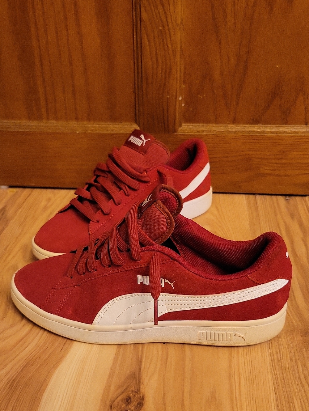Puma Red Suede Sneakers with White Formstrip